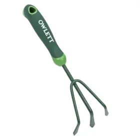 80020995 Owlett Garden Hand Rake 3 Prong Cultivator Tool With Ergonomic Rubber