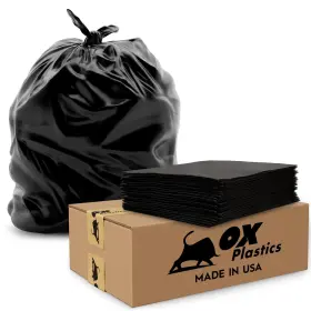 B01e1vfg98 Ox Plastics Black Trash Bags - Heavy Duty Garbage Extra Thick Unscented La
