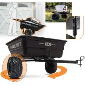 Gtmz208194potr Oxcart Lift-assist And Swivel Atv Dump Cart With Otr Tires 15-cu.ft.-17-cu.ft