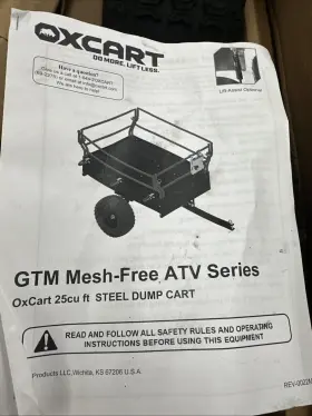 Gtmzl0184p Oxcart Atv Utility Dump Trailer 25-cu-ft 1750-lbs. Capacity Swivel-wheels Steel #2