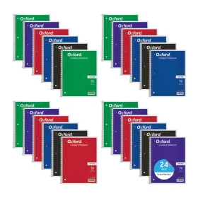 B007t1iaeg Oxford Spiral Notebooks 1 Subject Wide Ruled 70 Sheets 24 Pack Asst. Colors