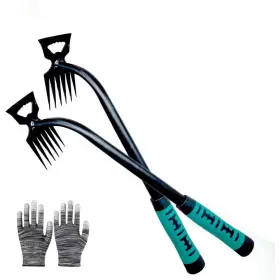 Oyezvary 445014666669 Gardening Hand Weeder Tools 6 Teeth Manganese Steel Weed Puller Dual Purpose Erg