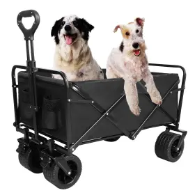 Pacbear 810151420660 Collapsible Beach Wagon With All-terrain Big Wheels Folding Carts Heavy