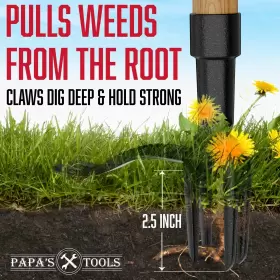 Wws002 Papas Tools Weeder - Stand Up Weed Puller Tool Made With Long Wooden Handle R #2