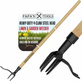 Wws002 Papas Tools Weeder - Stand Up Weed Puller Tool Made With Long Wooden Handle R