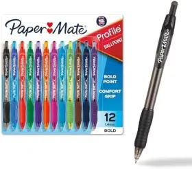 B0f64fp4f5 Paper Mate Profile Retractable Ballpoint Pens Bold 1.4mm Assorted Colors 144c