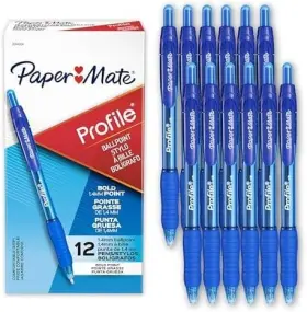 B0f9kpzr7n Paper Mate Profile Retractable Ballpoint Pens Bold 1.4mm Blue 12 Pack