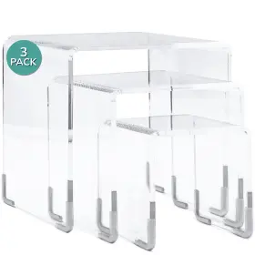 Pbf Photo Booth Frames 682131649572 Acrylic Riser Display Stands - 3 Pieces- Clear- Silver
