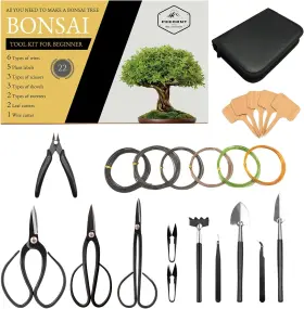Peeornt 445014511525 Bonsai Tree Tools Kit 22 Pcs Set High Carbon Steel Trimming