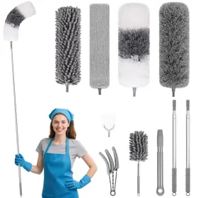 Qjtz-10-grey Phabuls Phablus 10 Pcs Dusters For Cleaning Microfiber Duster With Extension Pole Up
