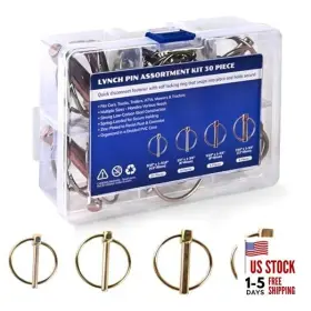 H1-03-m002 Phatrip 30 Pcs Lynch Pin Assortment Kit Heavy Duty Tractor Pins 3 Point Hitch 30pcs