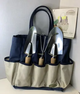 543-93-138-000-0 Picnic Time Large Garden Tote/tools Eco-friendly Safe Seal Navy/cream Read Desc