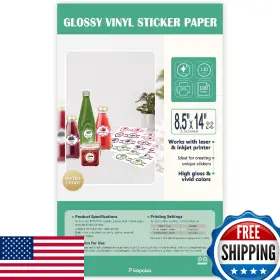 B0d9vqjc2z Pikapoka 8.5x14 Removable Vinyl Sticker Paper Waterproof Legal Size Inkjet/laser 100p