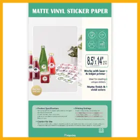 B0d9vrkzkd Pikapoka 8.5x14 Removable Self-adhesive Vinyl Sticker Paper Waterproof Legal Size Matte W
