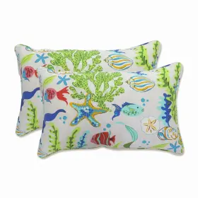 705217 Pillow Perfect Outdoor/indoor Pillows Lumbar - 11.5 Inch X 18.5 Blue Coral Bay