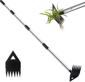 Pimekoy 744759779380 Weed Puller Tool With Long Handle Hoe Garden Weeding Rake Combo For Uproot