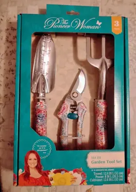 Pioneer Woman 820909989189 Garden Tool Set Folk Geo Floral 3pc Trowel Cultivator Pruner New