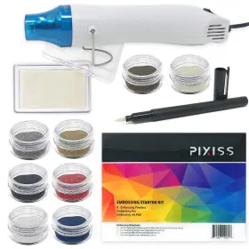 B07sg7hc8k Pixiss Embossing Kit With Heat Tool Bundle Powders Complete Start