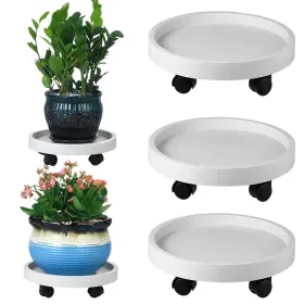 Planterhoma 777989332650 3 Pack Plant Caddy With Wheels Rolling Stand 13 Inch -3 Packs White