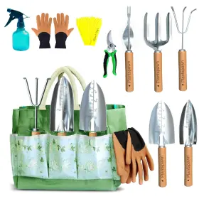 24pcs-gts Plantspawn Gardening Tool Set 24-piece Heavy-duty Hand Tools With Wooden Handles And Org