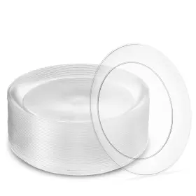 B0b5fkqdt8 Plasticpro 9 Inch 40-pk Premium Heavy-weight Crystal Clear Disposable Plastic Entree Plates