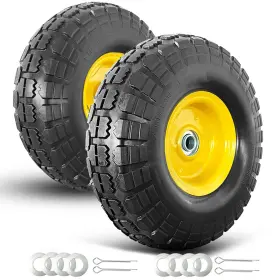 Ponsytocn 742484864371 4.10/3.50-4 Tire And Wheel Flat Free 10 Inch Solid With 5/8 Bearings
