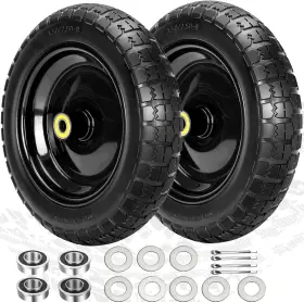 Pontuss 445024392367 13 Inch Flat Free Wheels Replacement For Gor Garden Cart Tires 4.00-6 Solid W