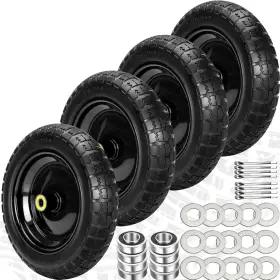 Pontuss 445025639607 13 Inch Flat Free Wheels Replacement For Gor Garden Cart Tires 4.00-6 Solid W