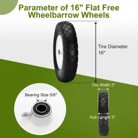 Pontuss 661631538241 Upgraded 16 Inch Flat Free Wheelbarrow Wheels And Tires 4.80/4.00-8 Solid Wheelb #2