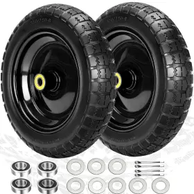 Pontuss 661631538289 13 Inch Flat Free Wheels Replacement For Gor Garden Cart Tires 4.00-6 Solid Tire