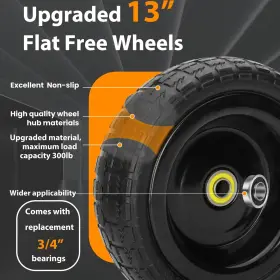 Pontuss 661631538364 Upgraded 13 Inch Flat Free Wheels Replacement For Gor Garden Cart Tires And Wheel #3