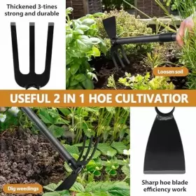 Duoyongct-huizhou-3jie Popohoser Hoe Garden Tool Cultivator 2 In 1 Weeding Tools - 45 Inch Long Handle #3