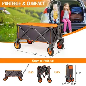 Portal 844093043748 Collapsible Folding Wagon Push Pull Foldable Beach Cart With All-terra #2