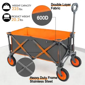 Portal 844093043748 Collapsible Folding Wagon Push Pull Foldable Beach Cart With All-terra #3