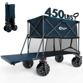 Portal 844093046190 Collapsible Double Decker Wagon Folding Cart With Tailgate Beach Wago