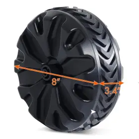 Portal 844093075299 Wagon Wheels 8 Inch Diameter X 3.4 Wide For Utility Cart Plastic W #3