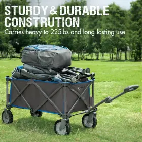 Portal 844093076364 Folding Collapsible Wagon Utility Pull Cart With Universal Wheels Steel Frame #2