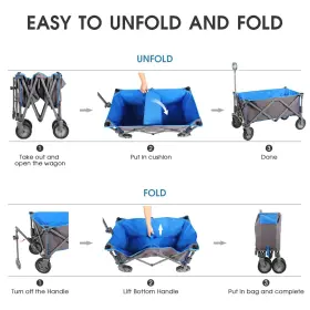 Portal 844093076364 Folding Collapsible Wagon Utility Pull Cart With Universal Wheels Steel Frame #3