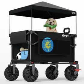 350l Portal 844093080965 Collapsible Wagon Cart With Removable Canopy 270lb Folding Utility