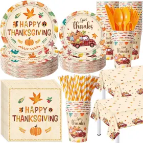 B0fkmdzh1b Potchen 452-pcs Party Supplies Set For 50 Guests - Plates Napkins Cups Cutler