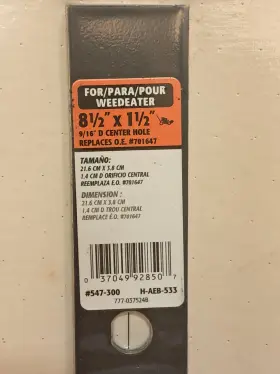 547-300 Power Care Edger Blade 8-1/2 Inch X 1-1/2 9/16 D Center Hole Weed Eater #2
