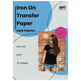 B07hx8lhd4 Ppd 10 Sheets 11x17 Inch Inkjet Iron-on Heat Transfer Paper Black Dark Fabric T-shir