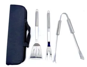 Psgcp0486753 Pro Specialties Group 3-piece Bbq Stainless Steel Grill Set With Black Carrying Case - Grilling Too