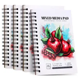 B0d5ygwf9h Prudiut 4-pack Mixed Media Sketchbook 5.5x8.5 Inch 98lb/160gsm Drawing Paper 200 Sheets