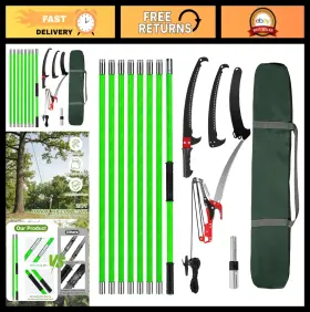 S25am-pt-btm-lg01gn Pterying Pole Saw Tree Trimmer 7.3-27 Ft Manual High Reach Pruner Steel Blade Scissors