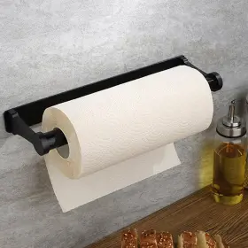 B0dxpn82t1 Pu&lizfii Paper Towel Holder Wall Mounted - Self-adhesive/drill Black Kitchen Roll