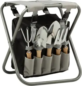 50-lg1499 Pure Garden Tools Set - Folding Stool With 250lb Capacity Gray