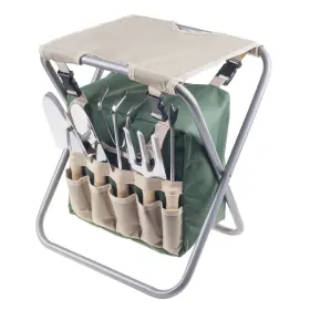 M150062 Pure Garden Folding Stool With Tool Bag And Digging Planting Tools Handle