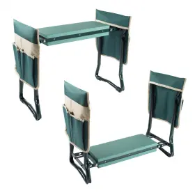 M150063 Pure Garden Gardening Bench Kneel Sitting With Foam Padding Tool Storage Pouches Yard Work