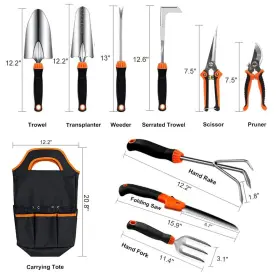 Qingfangli 791584712525 Garden Tool Set 10 Pcs Stainless Steel Heavy Duty Gardening With Sof #2